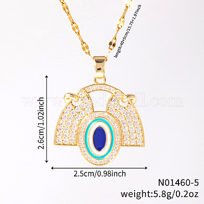 Латунный веер с синей эмалью и овальными подвесками CL4028-5-1