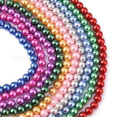 Выпечка окрашены перламутровый стекла жемчужные нити круглый шарик HY-Q330-8mm-M-1
