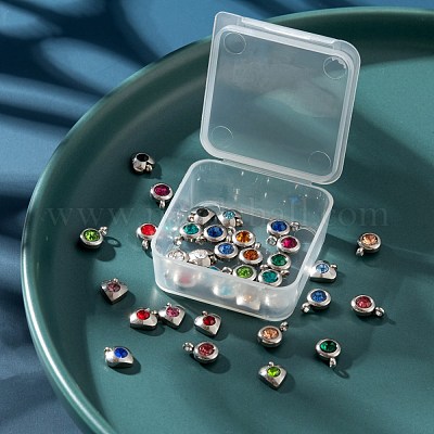 25 шт. 12-цветный шарм из нержавеющей стали 304 со стразами STAS-LS0001-19P-1