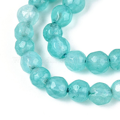 Окрашенные природные белый нефрит бисер пряди G-T139-4mm-60-15-1