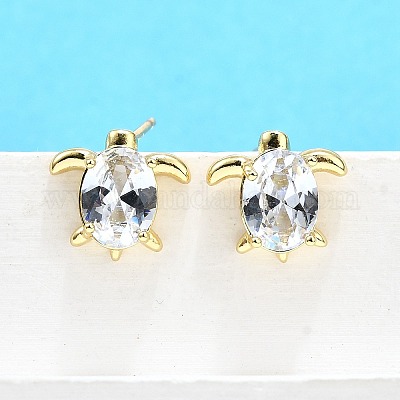 Серьги-гвоздики из циркония EJEW-H157-03G-01-1