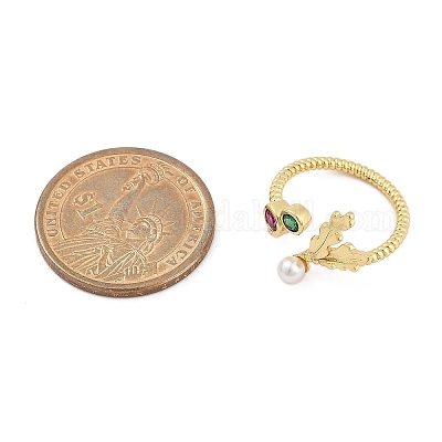 Кольца-манжеты из листовой латуни с микропаве из кубического циркония для женщин RJEW-K240-11G-1