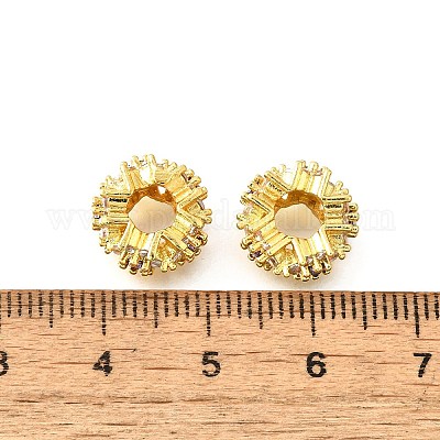 Цветок латуни микро проложить кубического циркония европейские шарики KK-V008-19G-01-1