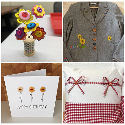 120 шт. 6-х цветные деревянные пуговицы-цветы с 2 отверстиями&nbsp;BUTT-TA0001-40A-1