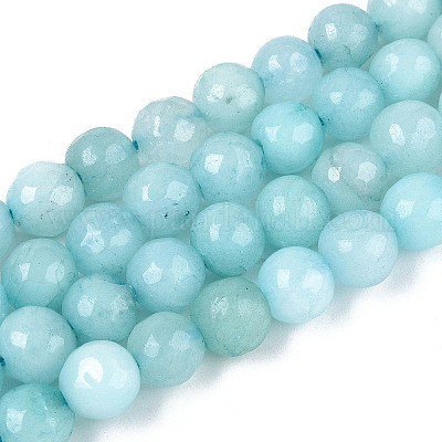 Окрашенные природные белый нефрит бисер пряди G-T139-8mm-60-14-1