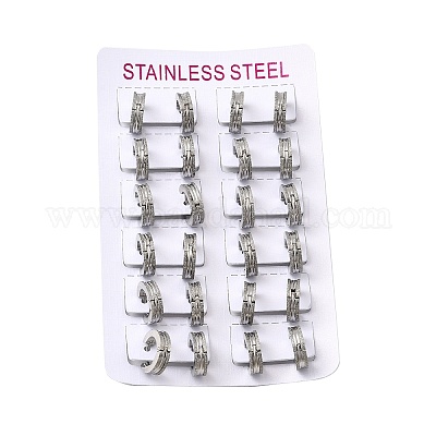 Серьги-кольца из нержавеющей стали 304 EJEW-L302-03D-P-1