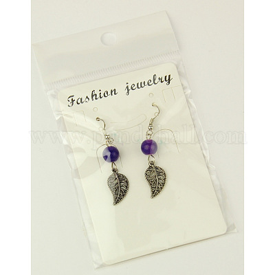 Болтающийся серьги листьев EJEW-JE00177-M-1