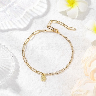 Браслеты на ногу из сплава Butterlfy из нержавеющей стали 304 с цепочкой-скрепкой для женщин AJEW-AN00755-1