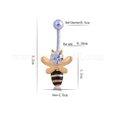 Пчелы хирургическая нержавеющая сталь 316l с прозрачным кубическим цирконием и черной эмалью изогнутые кольца для живота в виде штанги FS-WG23C2E-01-1