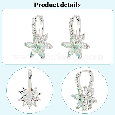 2 пара серег-колец с цветком из кубического циркония двух цветов EJEW-FI0001-23-1