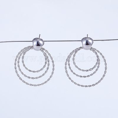 Тройные круглые серьги-гвоздики из латуни AK0462-1