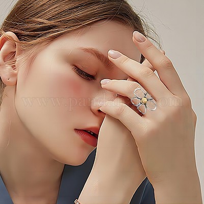 Открытое кольцо-манжета из полого цветка из сплава FS-WGDF3EE-01-1