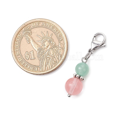 10 шт. круглые подвески из натуральных и синтетических драгоценных камней HJEW-JM03552-1