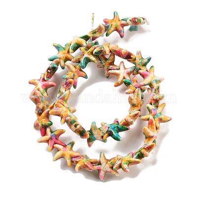 Нити из синтетических бирюзовых бусин G-P507-04J-1