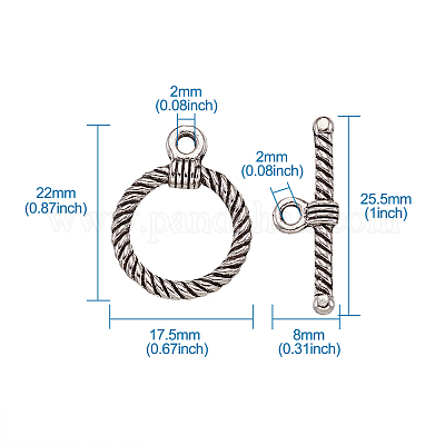 Сплавочные застежка тоггл тибетского стиля PALLOY-TA0020-01-1