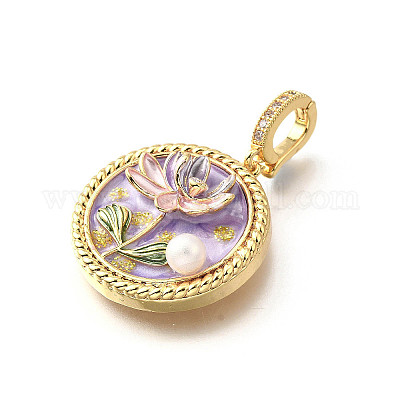 Латунные подвески с микропаве из кубического циркония и эмали KK-R222-11G-04-1