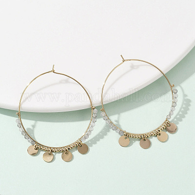 Серьги-люстры из натурального лабрадорита из нержавеющей стали 304 EJEW-Z089-36G-02-1