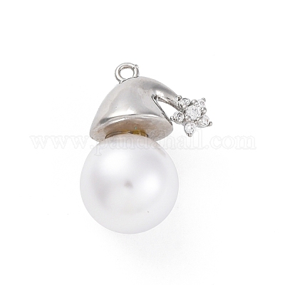 Стойка из латуни с подвесками из кубического циркония и подвесками из искусственного жемчуга ABS KK-Q010-09P-1