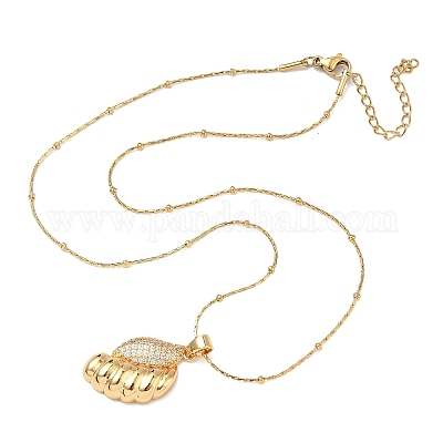 Ожерелья с подвесками из нержавеющей стали 304 с микропаве из прозрачных кубических цирконий для женщин NJEW-Z103-01G-03-1