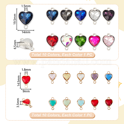 20 шт. 20 стиля стеклянных соединительных подвесок KK-GA0001-63-1