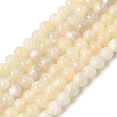 Натуральный белый лунный камень бисер пряди&nbsp;G-F306-05AB-6mm-01-1