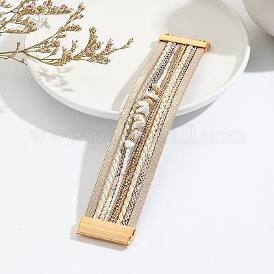 Кожаный браслет из нескольких нитей PW-WG12644-01-1