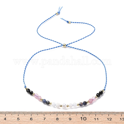 Браслеты из плетеных бусин из натурального черного агата BJEW-F493-09G-02-1