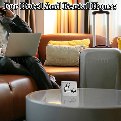 201 нержавеющая сталь гостиничный ресторан стол знак для некурящих палатка AJEW-WH0258-965-1