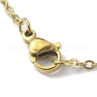 Ожерелье с подвеской в виде кошки из эмалевого сплава на тему Хэллоуина с цепями из нержавеющей стали 304 NJEW-JN04371-1