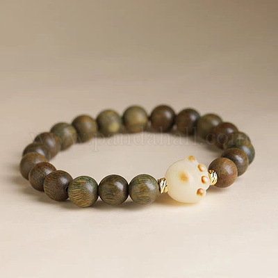 Браслеты из круглых бусин из гваякового дерева для мужчин и женщин FS-WG59C08-01-1