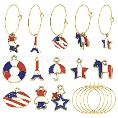 День независимости DIY наборы для изготовления подвесок на бокалы для вина DIY-FS0009-55-1