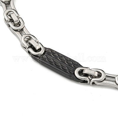 Двухцветный браслет из нержавеющей стали 201 с овальными звеньями BJEW-B078-23BP-1