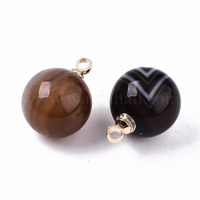 Подвески из натурального агата с черными полосами G-N332-024G-12-1