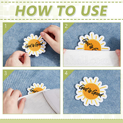 Солнце со словом «Бог — это хорошо» нашивки из полиэстера на одежду&nbsp;PATC-WH0816-022-1