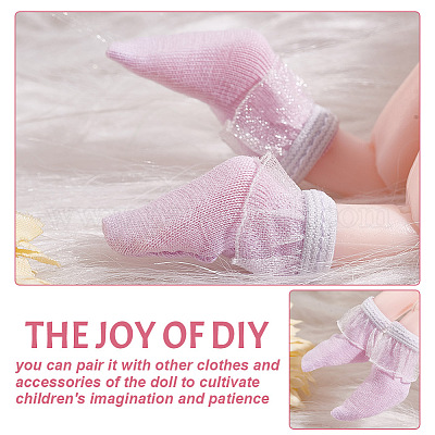 18 пара коротких носков из двухцветной ткани с кружевом для кукол AJEW-GO0001-92-1