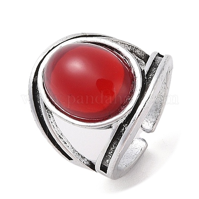 Овальное кольцо на палец из смолы RJEW-B107-16AS-02-1