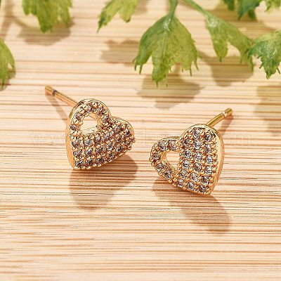 Женские серьги-гвоздики из латуни с микропаве и прозрачным кубическим цирконием EJEW-G428-25G-05-1
