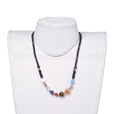 Натуральные и синтетические драгоценные камни из бисера ожерелья NJEW-JN02454-01-1