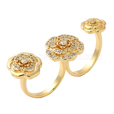 Латунные кольца на два пальца RJEW-Q778-56G-1