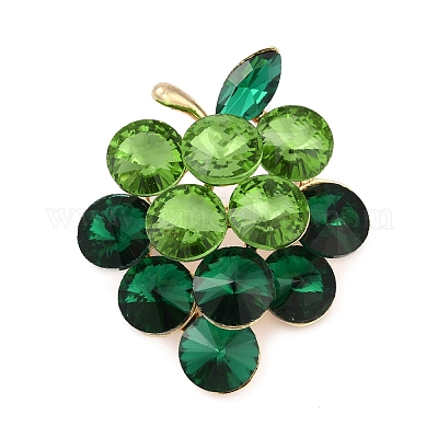Броши из цинкового сплава со стразами в виде фруктов для одежды-рюкзака JEWB-R068-02C-G-1