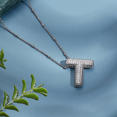 1 шт. латунные подвески в виде букв с микропаве из кубического циркония NJEW-LP0001-43T-P-1