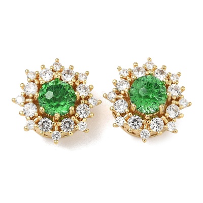 Латунные микро проложить кубического циркония бусы KK-H526-15G-1