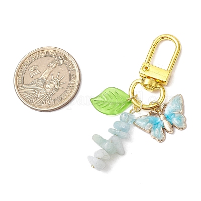 Подвесные украшения из натуральной аквамариновой крошки HJEW-JM03258-04-1