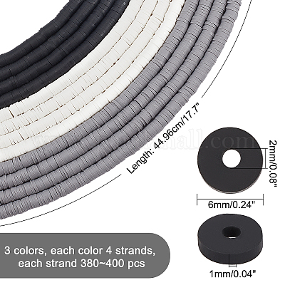 12 нить 3-х цветных плоских круглых бусин из полимерной глины ручной работы CLAY-PH0001-70-1