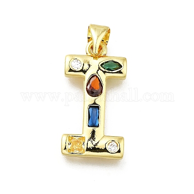 Латунные микропаве прозрачные подвески с фианитом KK-G521-01G-I-01-1