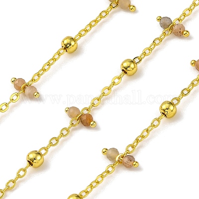 Цепочки ручной работы из граненых бусин из натурального солнечного камня CHC-L050-02G-05-1