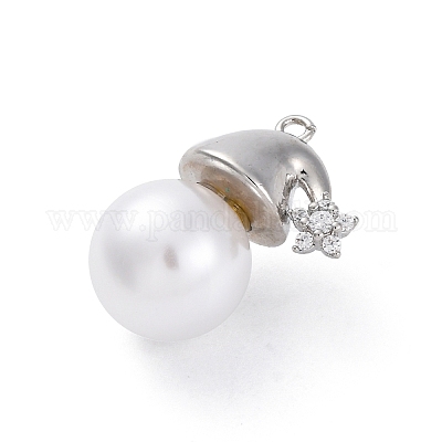 Стойка из латуни с подвесками из кубического циркония и подвесками из искусственного жемчуга ABS KK-Q010-09P-1