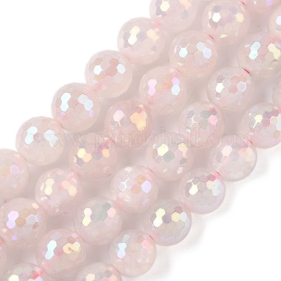 Гальваническим естественно розовый кварц бисер пряди G-Z038-A03-03AB-01-1