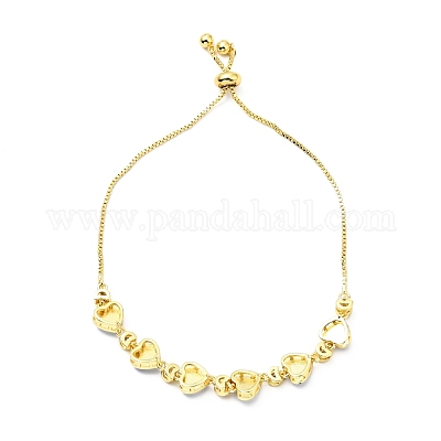 Прозрачный кубический цирконий и эмалевое сердце с браслетом-слайдером со звеньями от сглаза BJEW-A127-04G-1