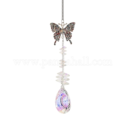 Хрустальные и сплавные стразы подвесные украшения из стальной проволоки HJEW-R050-01RGP-1